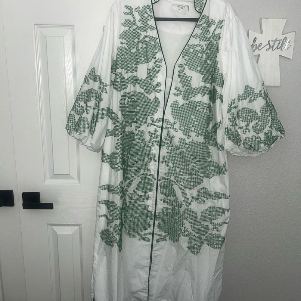 Tuckernuck Green and White Dolman Sleeve Dress